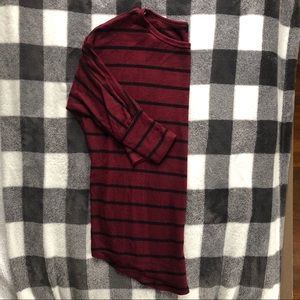 Dolman sleeve cranberry striped top